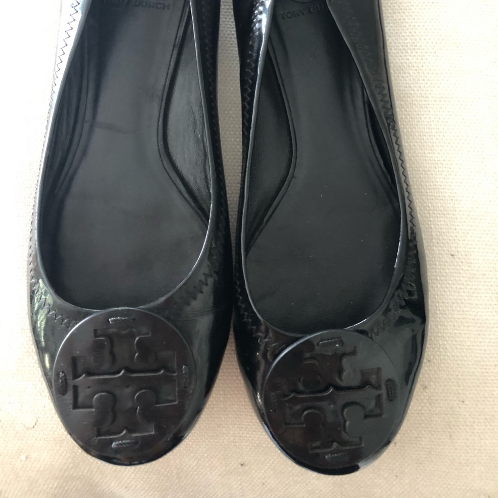 Tory Burch Reva Patent Black Ballet Flat size 9